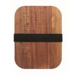 Glazen lunchbox met houten deksel en elastische sluitband kleur doorzichtig blauw vierde weergave
