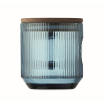 Originele geribbelde glazen mok met acaciahouten deksel 300 ml kleur doorzichtig blauw vijfde weergave