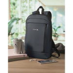 Laptoprugzak van RPET en PU met bagageriem 16'' kleur blauw sfeervolle hoofdweergave