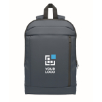 Laptoprugzak van RPET en PU met bagageriem 16'' kleur blauw weergave met bedrukking