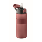 RPET-fles met opklapbare dop en inbegrepen rietje 500 ml kleur bordeaux tweede weergave