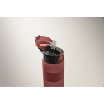 RPET-fles met opklapbare dop en inbegrepen rietje 500 ml kleur bordeaux foto bekijken vijfde weergave