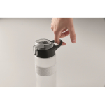 RPET-fles met opklapbare dop en inbegrepen rietje 500 ml kleur doorzichtig wit foto bekijken zevende weergave