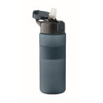 RPET-fles met opklapbare dop en inbegrepen rietje 500 ml kleur marineblauw tweede weergave