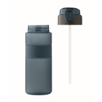 RPET-fles met opklapbare dop en inbegrepen rietje 500 ml kleur marineblauw negende weergave