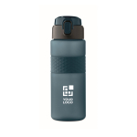 RPET-fles met opklapbare dop en inbegrepen rietje 500 ml kleur marineblauw weergave met bedrukking