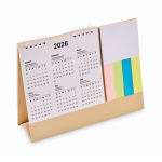 Bureaukalender met plaknotities en notitieblok kleur beige