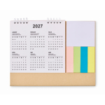 Bureaukalender met plaknotities en notitieblok kleur beige vierde weergave
