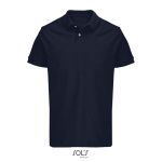 Herenspolo van gekamd katoen met korte mouwen en 2 knoopjes kleur marineblauw