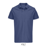 Herenspolo van gekamd katoen met korte mouwen en 2 knoopjes kleur jeans blauw
