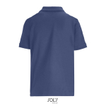 Damespolo van gekamd katoen met korte mouwen en 3 knoopjes kleur jeans blauw achter aanzicht