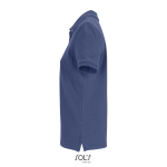 Damespolo van gekamd katoen met korte mouwen en 3 knoopjes kleur jeans blauw zij aanzicht