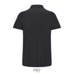 Sportpolo van gerecycled polyester met korte mouwen en 3 knoopjes kleur zwart achter aanzicht