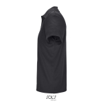 Sportpolo van gerecycled polyester met korte mouwen en 3 knoopjes kleur zwart zij aanzicht