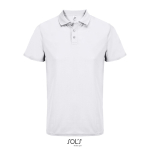 Sportpolo van gerecycled polyester met korte mouwen en 3 knoopjes kleur wit negende weergave