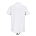 Sportpolo van gerecycled polyester met korte mouwen en 3 knoopjes kleur wit achter aanzicht
