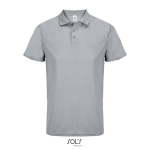 Sportpolo van gerecycled polyester met korte mouwen en 3 knoopjes kleur grijs achtste weergave