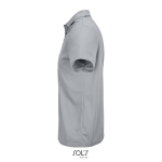 Sportpolo van gerecycled polyester met korte mouwen en 3 knoopjes kleur grijs zij aanzicht