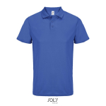 Sportpolo van gerecycled polyester met korte mouwen en 3 knoopjes kleur koningsblauw derde weergave