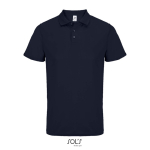 Sportpolo van gerecycled polyester met korte mouwen en 3 knoopjes kleur marineblauw