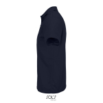 Sportpolo van gerecycled polyester met korte mouwen en 3 knoopjes kleur marineblauw zij aanzicht