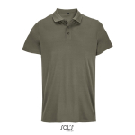 Sportpolo van gerecycled polyester met korte mouwen en 3 knoopjes kleur miliair groen