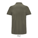 Sportpolo van gerecycled polyester met korte mouwen en 3 knoopjes kleur miliair groen achter aanzicht