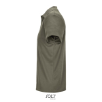 Sportpolo van gerecycled polyester met korte mouwen en 3 knoopjes kleur miliair groen zij aanzicht