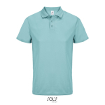 Sportpolo van gerecycled polyester met korte mouwen en 3 knoopjes kleur lichtblauw