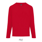 T-shirt met lange mouwen van halfgekamd katoen met ronde hals kleur rood vijfde weergave