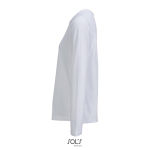 T-shirt met lange mouwen van halfgekamd katoen met ronde hals kleur wit zij aanzicht
