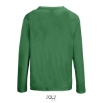 T-shirt met lange mouwen van halfgekamd katoen met ronde hals kleur groen achter aanzicht