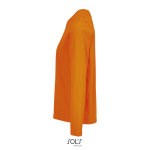 T-shirt met lange mouwen van halfgekamd katoen met ronde hals kleur oranje zij aanzicht