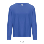 T-shirt met lange mouwen van halfgekamd katoen met ronde hals kleur koningsblauw derde weergave
