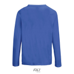 T-shirt met lange mouwen van halfgekamd katoen met ronde hals kleur koningsblauw achter aanzicht