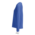T-shirt met lange mouwen van halfgekamd katoen met ronde hals kleur koningsblauw zij aanzicht
