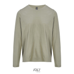 T-shirt met lange mouwen van halfgekamd katoen met ronde hals kleur khaki negende weergave