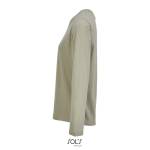 T-shirt met lange mouwen van halfgekamd katoen met ronde hals kleur khaki zij aanzicht