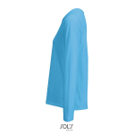 T-shirt met lange mouwen van halfgekamd katoen met ronde hals kleur cyaan blauw zij aanzicht