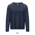 T-shirt met lange mouwen van halfgekamd katoen met ronde hals kleur marineblauw