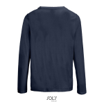 T-shirt met lange mouwen van halfgekamd katoen met ronde hals kleur marineblauw achter aanzicht
