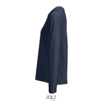 T-shirt met lange mouwen van halfgekamd katoen met ronde hals kleur marineblauw zij aanzicht