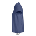 Damespolo van 100% gekamd katoen met geribbelde kraag en 3 knoopjes kleur jeans blauw zij aanzicht