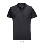 Unisex polo van 100% gekamd katoen met geribbelde kraag en 2 knoopjes kleur zwart