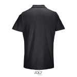 Unisex polo van 100% gekamd katoen met geribbelde kraag en 2 knoopjes kleur zwart achter aanzicht