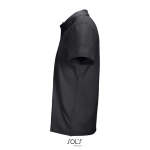 Unisex polo van 100% gekamd katoen met geribbelde kraag en 2 knoopjes kleur zwart zij aanzicht