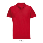 Unisex polo van 100% gekamd katoen met geribbelde kraag en 2 knoopjes kleur rood vijfde weergave