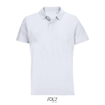 Unisex polo van 100% gekamd katoen met geribbelde kraag en 2 knoopjes kleur wit negende weergave