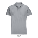 Unisex polo van 100% gekamd katoen met geribbelde kraag en 2 knoopjes kleur grijs achtste weergave