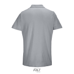 Unisex polo van 100% gekamd katoen met geribbelde kraag en 2 knoopjes kleur grijs achter aanzicht